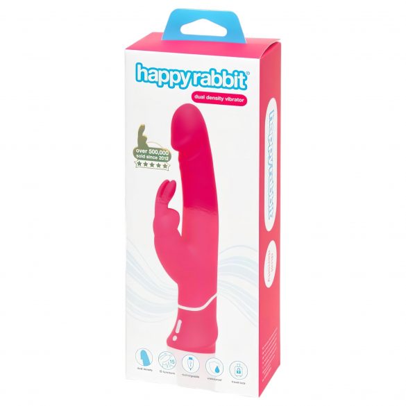 Happyrabbit Dual Density - vandeniui atsparus vibratorius su klitorio šaka (rožinis) 