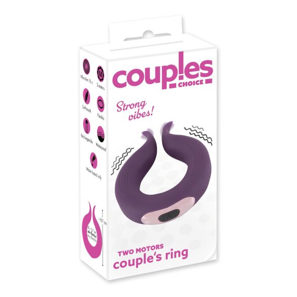 Couples Choice - įkraunamas, dviejų variklių penio žiedas (violetinis) 