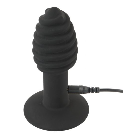 Black Velvet Twist - įkraunamas, silikoninis analinis vibratorius (juodas)