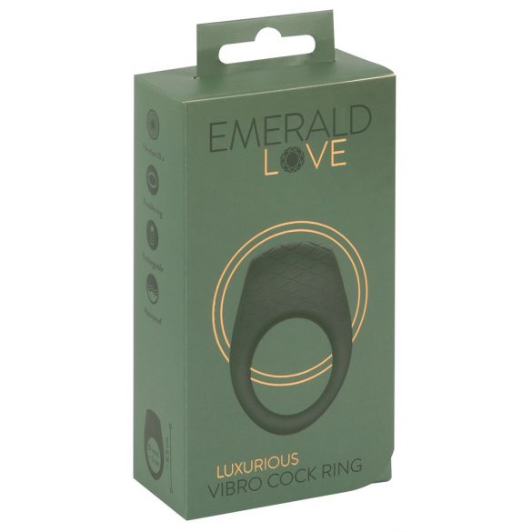 Emerald Love - įkraunamas, atsparus vandeniui vibracinis varpos žiedas (žalias) 