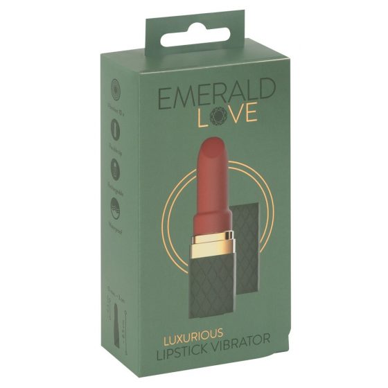 Emerald Love - akumuliatorinis, vandeniui atsparus lūpdažio vibratorius (žalia-raudona)