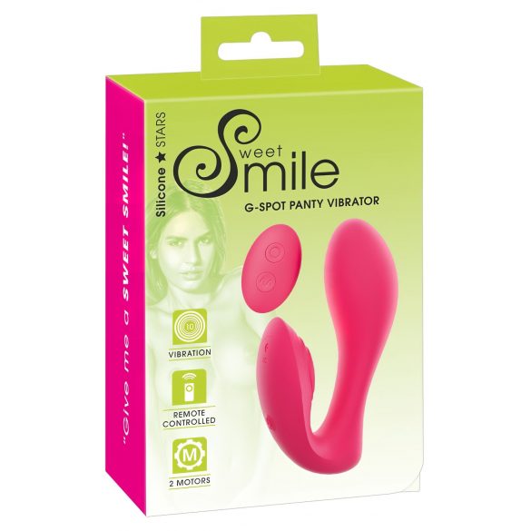 SMILE Panty - akumuliatorinis, nuotoliniu būdu valdomas 2in1 vibratorius (rožinis) 