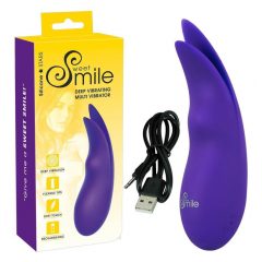   SMILE Multi - akumuliatorinis, itin stiprus dvigubas liežuvėlių vibratorius (violetinis)