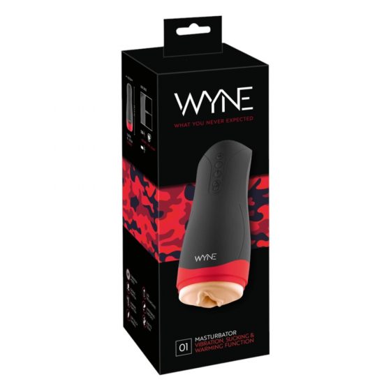 WYNE 01 - įkraunamas, vibruojantis-siunčiantis, šildantis masturbatorius (juodas)