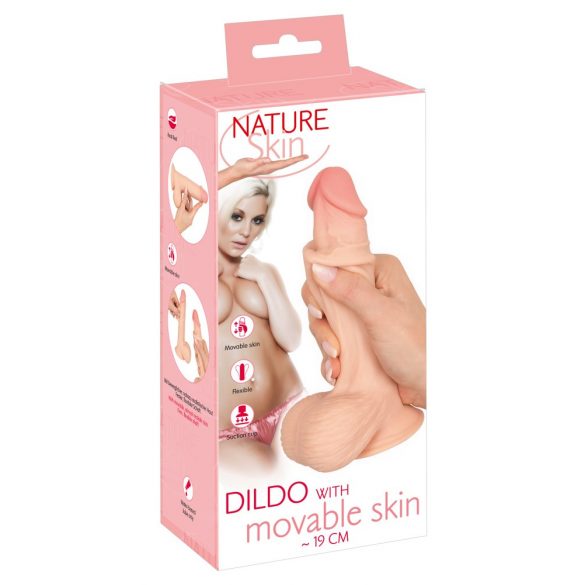 Nature Skin - dvigubo sluoksnio dildo su odos efektu - 19cm (natūrali spalva)