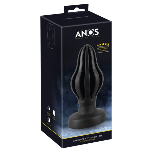 ANOS - itin lankstus, reljefuotas analinis dildo - 7 cm (juodas) 