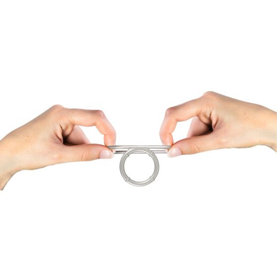 You2Toys - metalinio efekto dvigubas silikoninis varpos ir sėklidžių žiedas (sidabrinis)