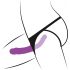 SMILE - prisegamas dvigubas dildo su apatine dalimi (violetinė-juoda)