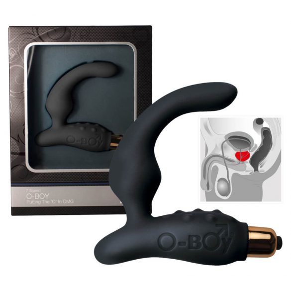 O-Boy siauras silikoninis prostatos vibratorius - juodas (7 ritmų)