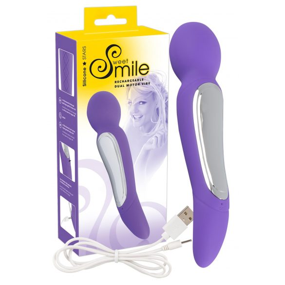 SMILE Wand - Dvigubas variklio masažuoklis vibratorius (violetinė) 