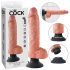 King Cock 10 lenkiamas, su kiaušinėliais, prisikrintantis vibratorius (25 cm) - natūralios spalvos 