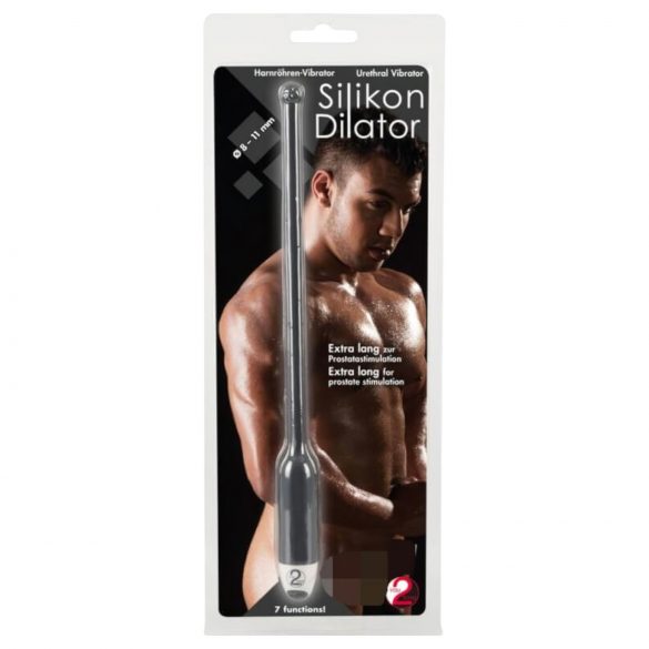 You2Toys DILATOR - ilgas, silikoninis šlaplės vibratorius - juodas (8-11mm) 