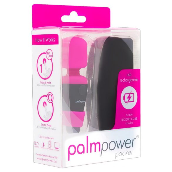 "PalmPower Pocket Wand - mini masažuoklis vibratorius (rožinis-juodas)"