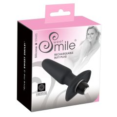   SMILE Butt Plug - įkraunamas silikoninis analinis vibratorius (juodas)