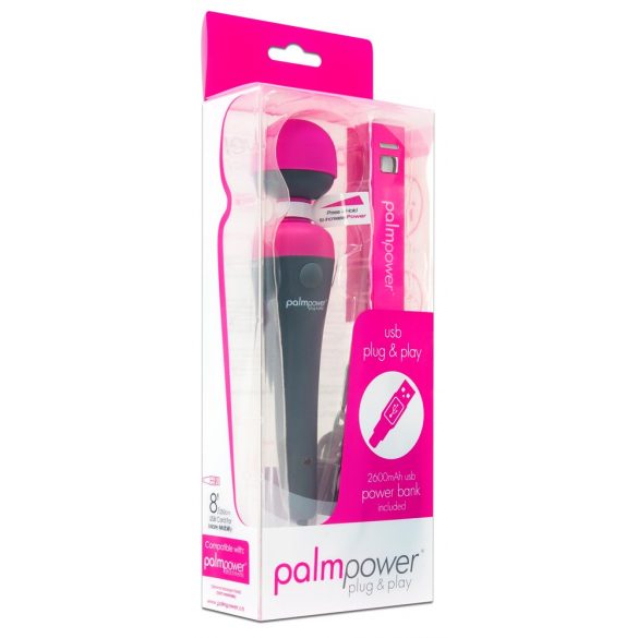 PalmPower Wand - USB masažuoklis su powerbanku (rožinis-pilkas) 