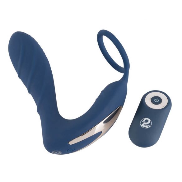 You2Toys Prostata Plug - radijo analinis vibratorius su penio žiedu (mėlynas)