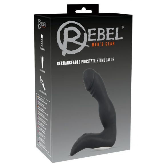 Rebel - belaidis, penio formos prostatos vibratorius (juodas)