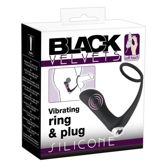 Black Velvet - įkraunama silikoninė analinė vibracija su varpos žiedu (juoda)