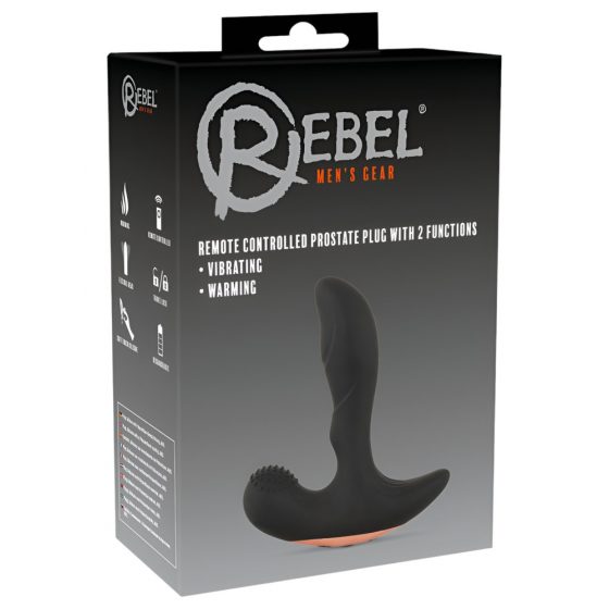 Rebel - įkraunamas, radijo šildomas analinis vibratorius (juodas)