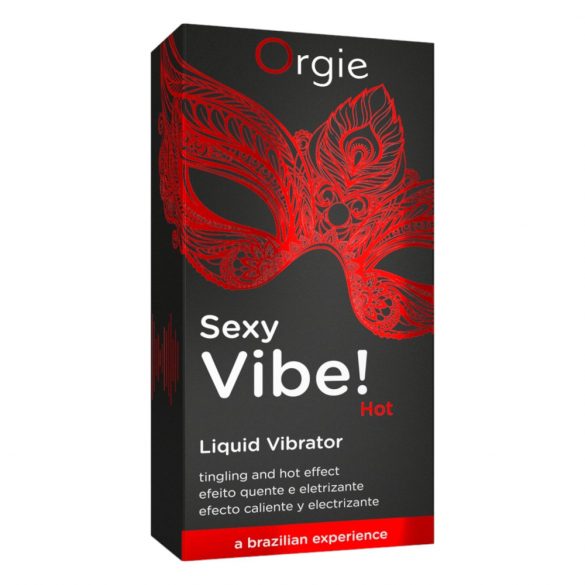 Orgie Sexy Vibe HOT - braškių skonio ir šildantis skystas vibratorius (15ml) 