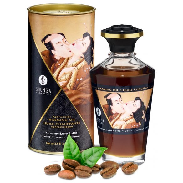 Shunga - šildomas masažo aliejus - kreminis latte (100ml) 