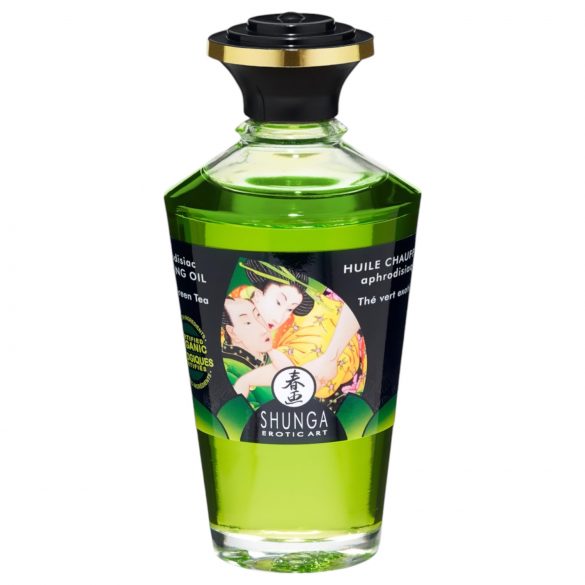 Shunga - šildantis masažo aliejus su žaliosios arbatos kvapu (100ml) 