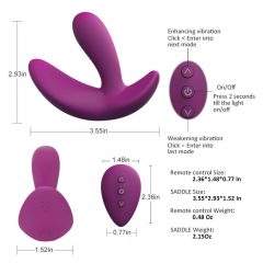   Cotoxo Saddle - akumuliatorinis, nuotoliniu būdu valdomas prostatos vibratorius (violetinės spalvos)