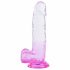 Sunfo - lipnus, realistiškas dildo su sėklidėmis - 22 cm (permatomi violetiniai) 