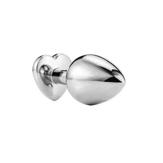 Sunfo - metalinis analinis kaištis su širdelės formos akmeniu (sidabrinis-baltas)