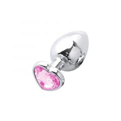   Sunfo - metalinis analinis kaištis su širdies formos akmeniu (sidabrinis rožinis)