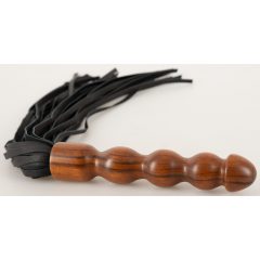 ZADO - odinė botagė, medinė dildo rankena (juoda-ruda)