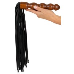 ZADO - odinė botagė, medinė dildo rankena (juoda-ruda)