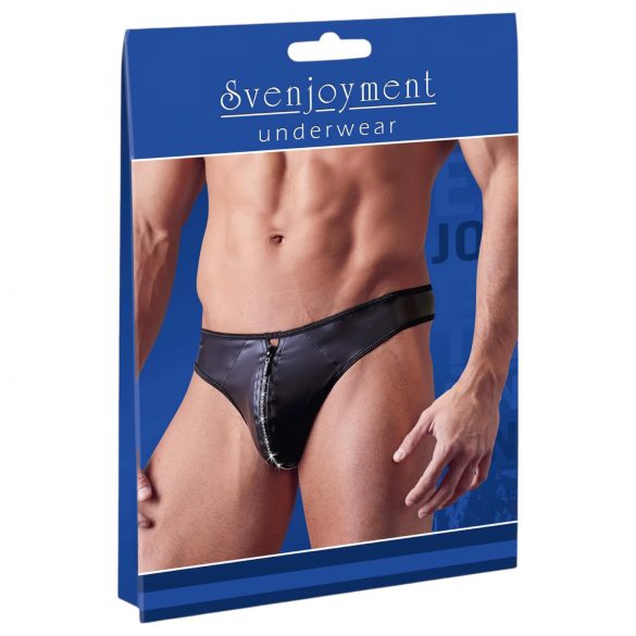 Svenjoyment - blizganti vyrų stringai su blizgučiais užtrauktuku (juoda)  - XL