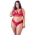 Cottelli Plus Size - minkšti nėriniuoti liemenėlių rinkinys (raudonas) 