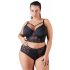 Cottelli Plus Size - petnešėlėmis ir nėriniais puošta liemenėlė (juoda) 