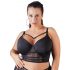 Cottelli Plus Size - petnešėlėmis ir nėriniais puošta liemenėlė (juoda)  - 90D