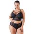 Cottelli Plus Size - petnešėlėmis ir nėriniais puošta liemenėlė (juoda)  - 90D