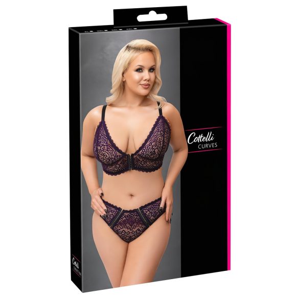 Cottelli Curves Plus Size - permatomas raštuotas liemenėlių komplektas (violetinė)  - 2XL