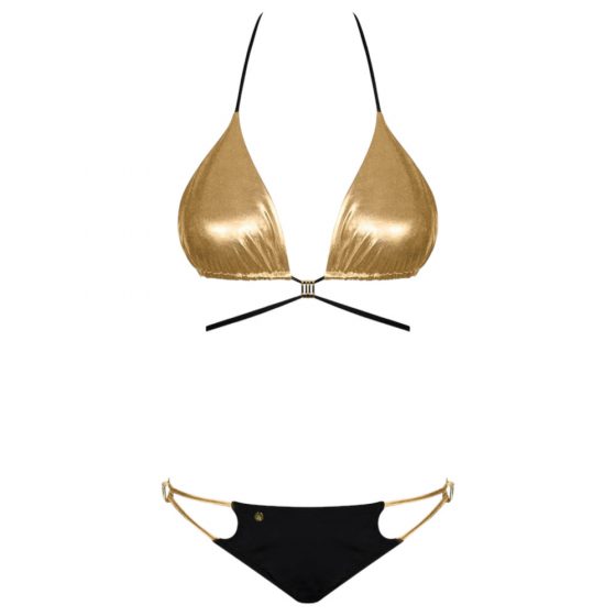 Obsessive Goldivia - blizgus, kaklo juostelės bikinis (auksinis-juodas)