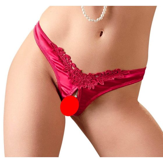 Cottelli - perlinė atvira gėlėta moteriška kelnaitė (raudona) - L
