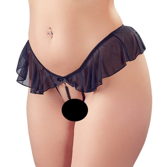 Cottelli - atviras perlinis raukinukais moteriški stringai (juodi)