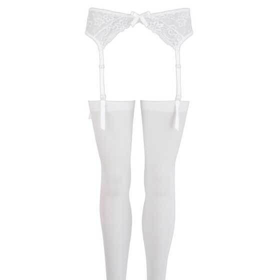 NO:XQSE - Baltas nėrinių prisegamų kojinių komplektas - M/L