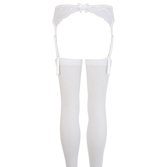 NO:XQSE - Baltas nėrinių prisegamų kojinių komplektas - M/L