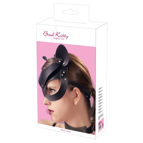 Bad Kitty - dirbtinės odos, su akutės ir ausimis, blizgus juodas (S-L)