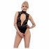 Abierta Fina - Lace, Open Bodysuit with Rhinestones (Black)  - M