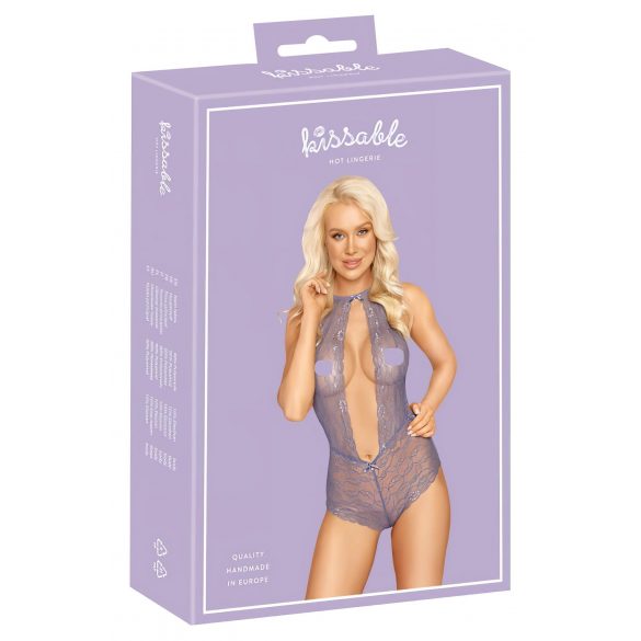 Kissable - nėrinių, ant kaklo rišama bodis (violetinis)  - L/XL