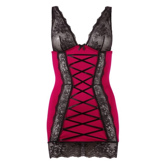 Cottelli - išskirtinė nėriniuota suknelė su raišteliais (raudona-juoda) - L