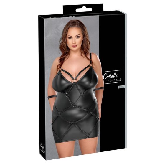 Cottelli Plus Size - dirželių mini suknelė su rankų dirželiais (juoda)