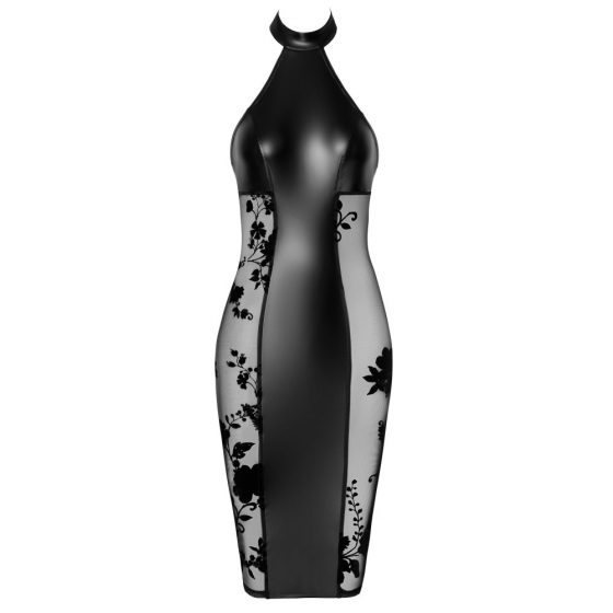 Noir - blizgus permatomas su kaklo juosta suknelė (juoda)