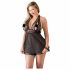 Cottelli Plus Size - nėrinių laisva babydoll (juoda) 